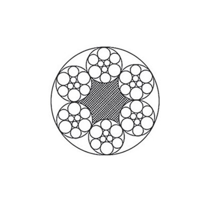 Fune d'acciaio zincato 6x7+FC a 6x9W+IWR, 1,8-36 mm, 1570-1870 MPa, per funivie
